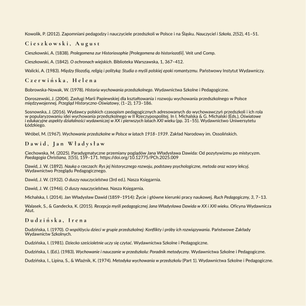 Polska pedagogika przedszkolna i wczesnoszkolna - bibliografia