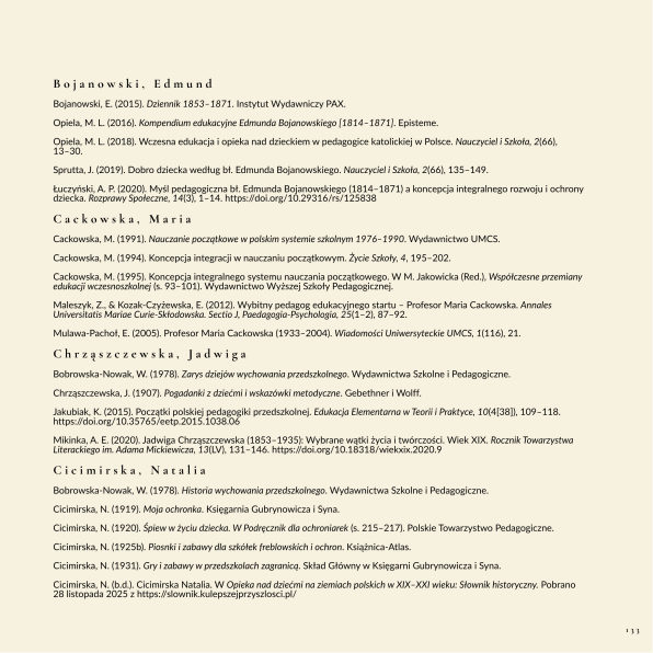 Polska pedagogika przedszkolna i wczesnoszkolna - bibliografia