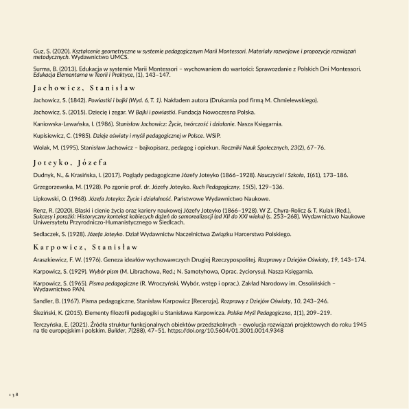 Polska pedagogika przedszkolna i wczesnoszkolna - bibliografia