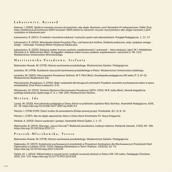 Polska pedagogika przedszkolna i wczesnoszkolna - bibliografia